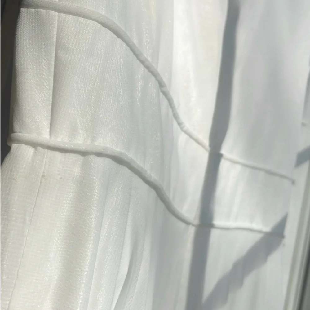 NEW IEENA for MAC DUGGAL 55272 White Chiffon Ball-Gown Wedding Dress Sz 0 - Picture 13 of 14